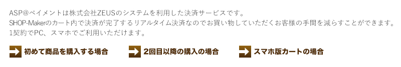 ASP＠ペイメントは株式会社ZEUSのシステムを利用した決済サービスです。